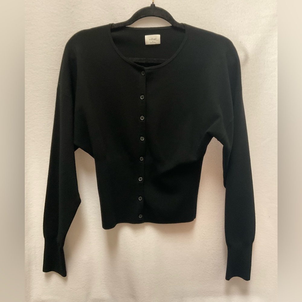 Wilfred Black Ribbed Button-Closure Cardigan - image 3